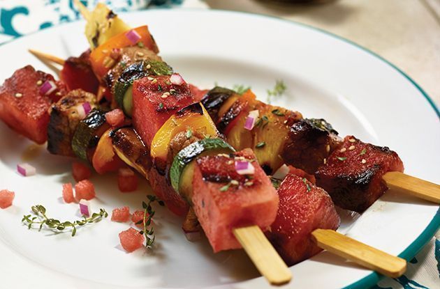 Grilled Watermelon and Pork Kabobs