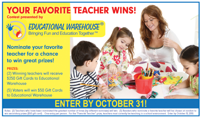 Favorite Teacher Contest; Educational Warehouse