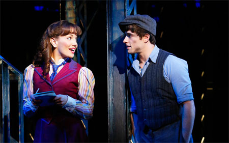 Kara Lindsay and Corey Cott in Newsies on Broadway
