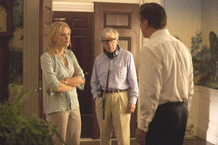 Woody Allen on set with Cate Blanchett and Alec Baldwin
