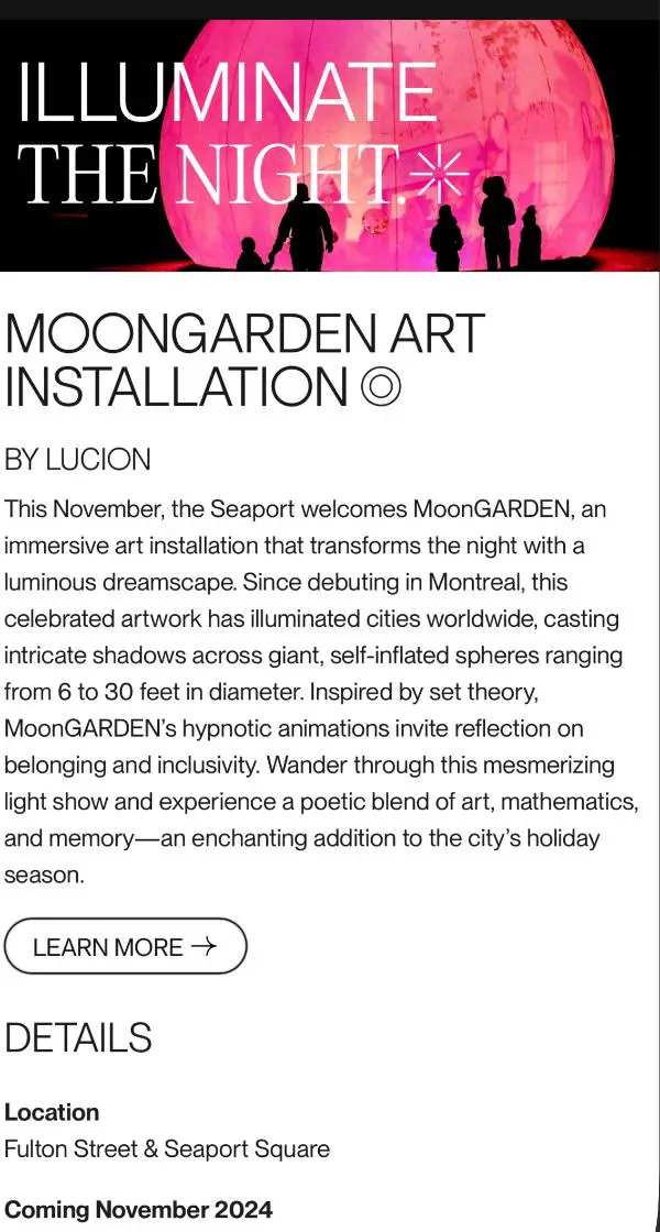 MoonGarden Art Installation at The Seaport 