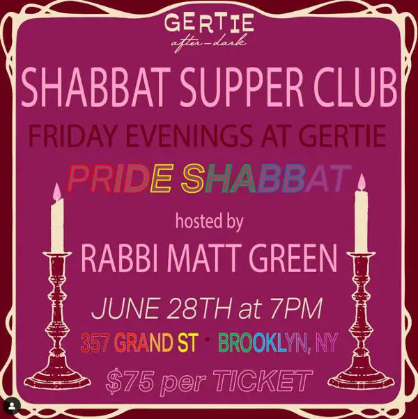 GERTIE After Dark Presents PRIDE Shabbat Supper Club at GERTIE