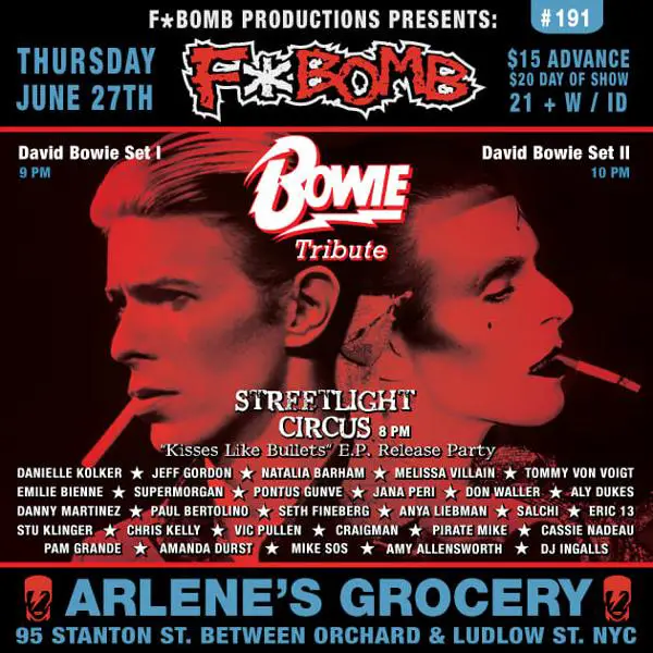 F*Bomb Presents: David Bowie Tributes at Arlene's Grocery
