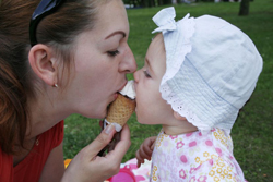 Nanuet Family Festival; mom and baby eating ice cream