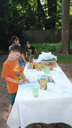 artists in the garden at Edward Hopper House; kids in art class, outdoor