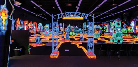 glow-in-the-dark mini golf course